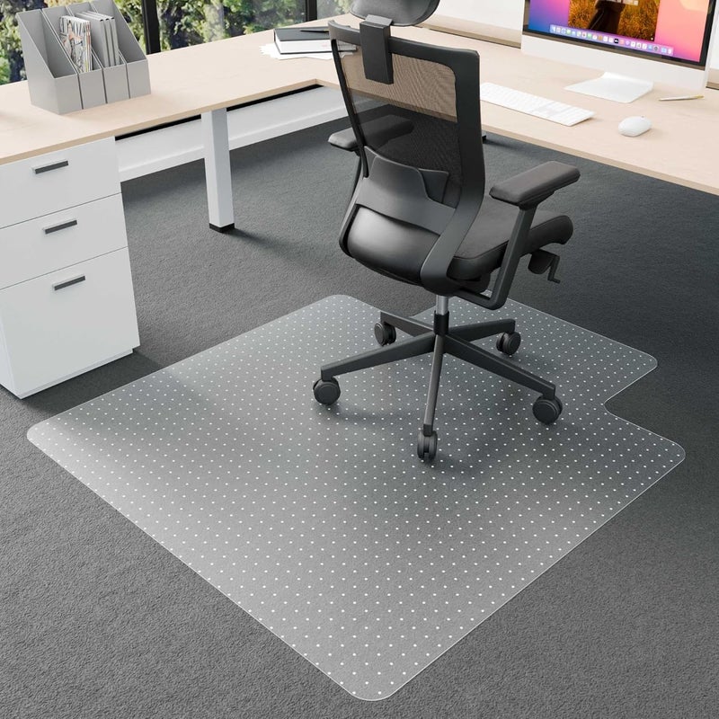 Futurwit Large Office Chair Mat for Carpets, 45" x 53" Low Pile Carpet Protector for Desk Chair, Easy Glide Transparent Plastic Floor Mat for Rolling Chairs (with Lip) - Image 1